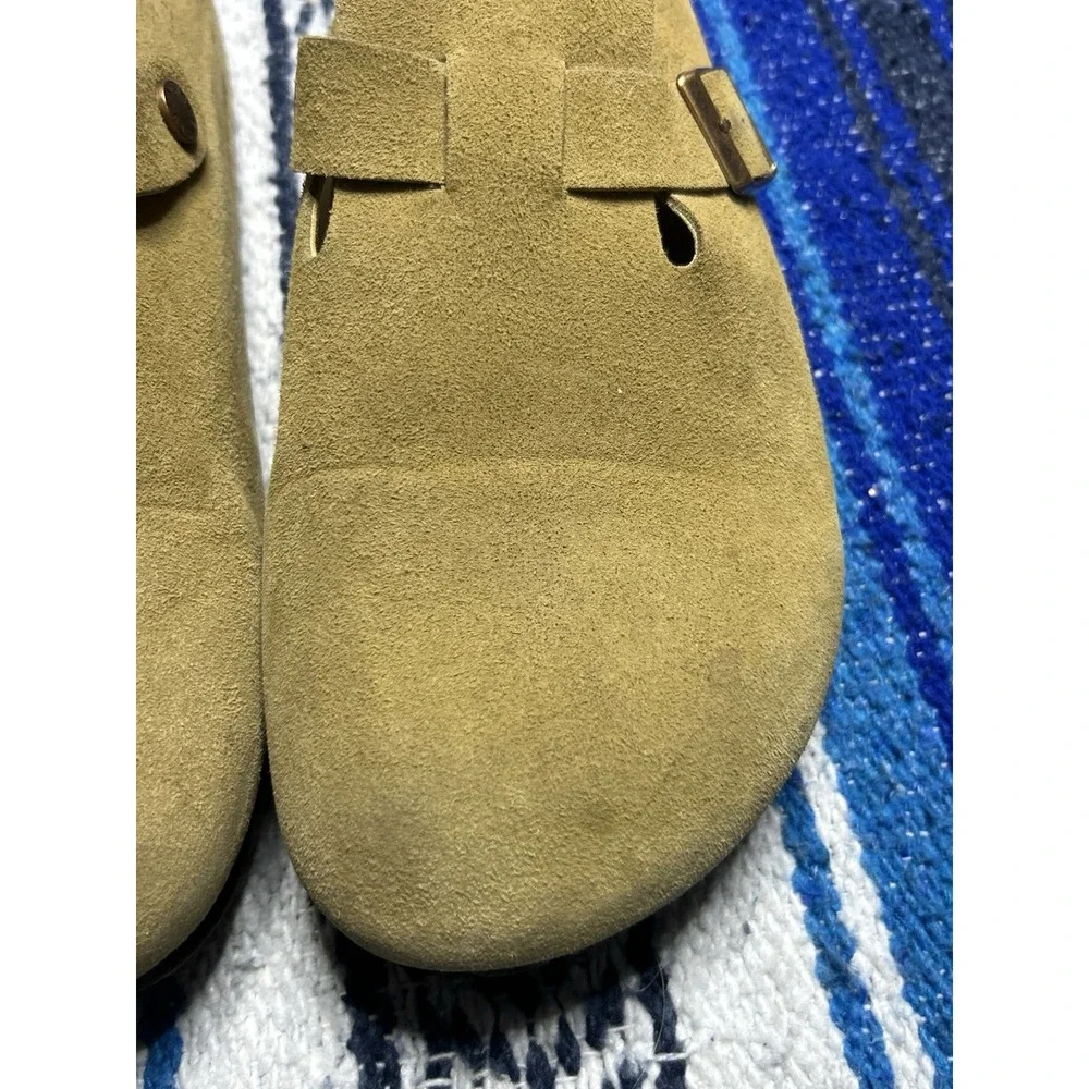 Birkenstock Boston Taupe Mens 9 9.5 Suede Leather Clogs EU 42 Made Germany